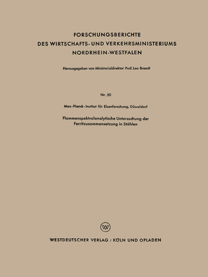 cover image of Flammenspektralanalytische Untersuchung der Ferritzusammensetzung in Stählen